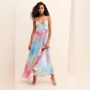 Hutch Alden Sequin Watercolor Wrap MIDI Dress